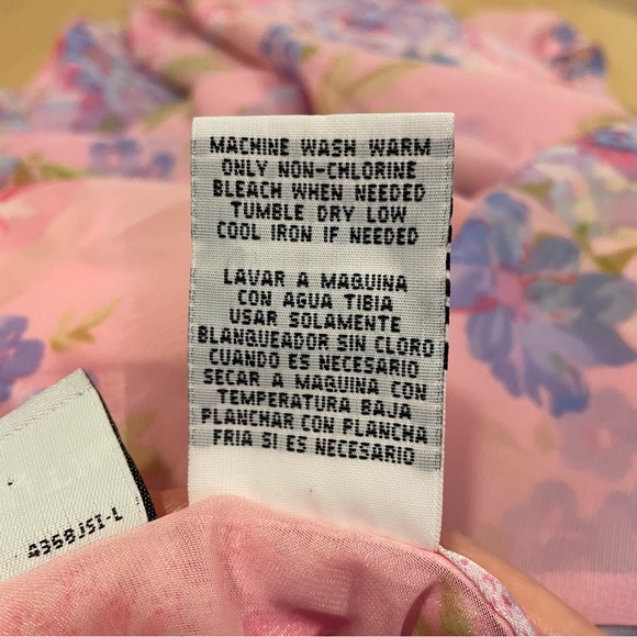 Jaclyn Smith Sheer Robe Kimono Size 3X Light Powder Pink w Blue Floral Print - Picture 10 of 10